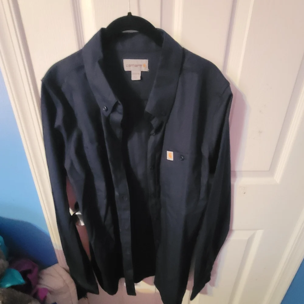 Carhartt Button Down Long Sleeve Shirt Size XL Navy - Picture 1 of 3